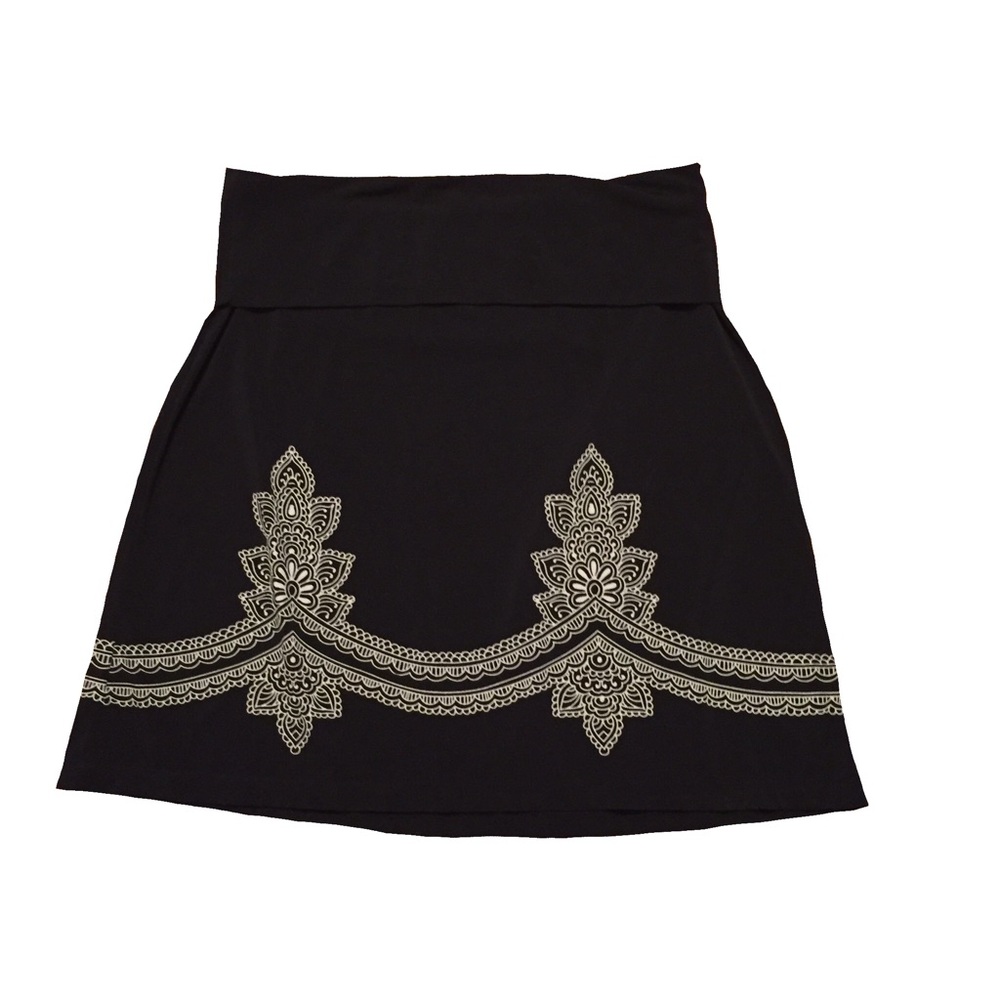 Max Studio Black Fold Over A-Line Skirt